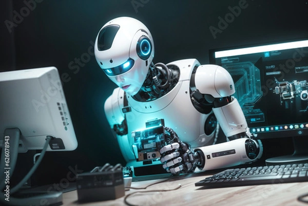 Fototapeta Futuristic Robot Scenarios - Artificial Intelligence Concepts