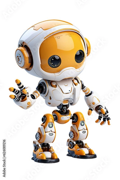 Obraz Adorable self-learning robot with playful gestures. isolated object, transparent background