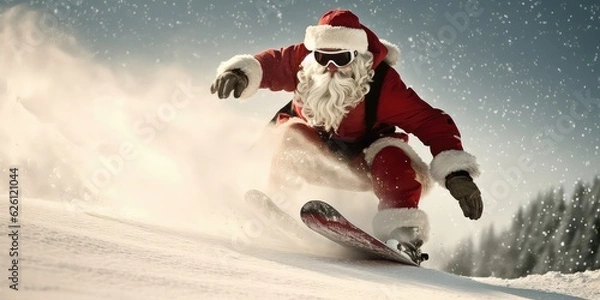 Obraz santa claus skiing, jet ski