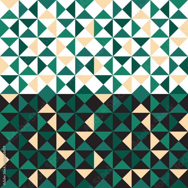 Fototapeta Seamless Abstract Geometric Pattern Decorative Ornament Wall Textile Fabric Background Seamless Vector Illustration Green White Black