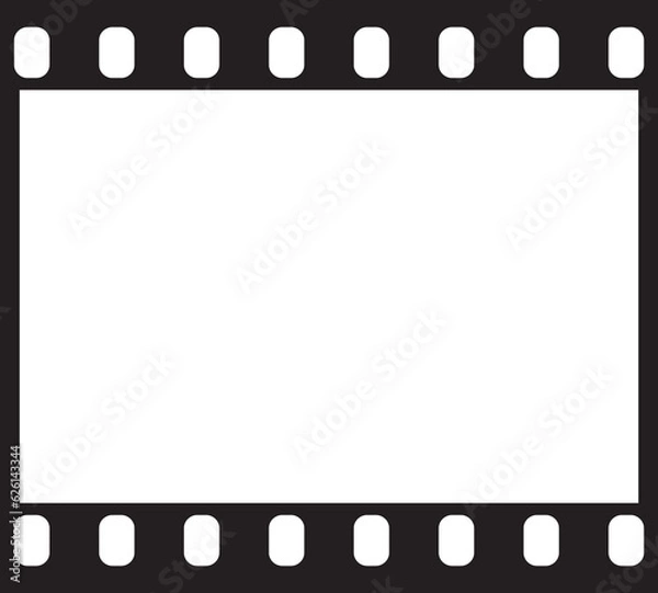 Obraz Film strip background. Vector illustration of single blank film frame with empty space for text or object inside.Photographic film in form of frame on white background. Copy space.