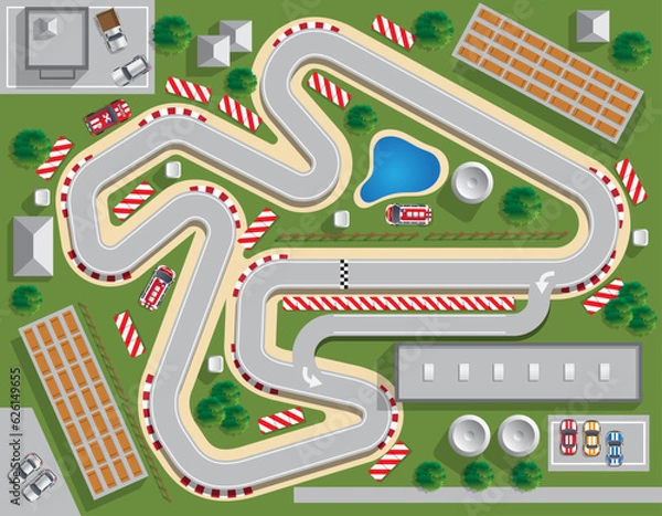 Obraz Race track. View from above. Vector illustration.