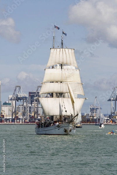 Obraz Tall Ship - A  Brigantine Bow On