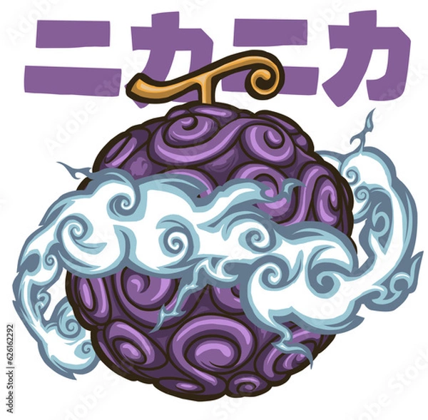 Fototapeta devil fruit illustration vector detail logo gomu gomu no mi, hito hito no mi, sun god nika