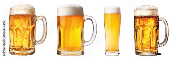 Fototapeta Collection of different beer isolated on transparent background