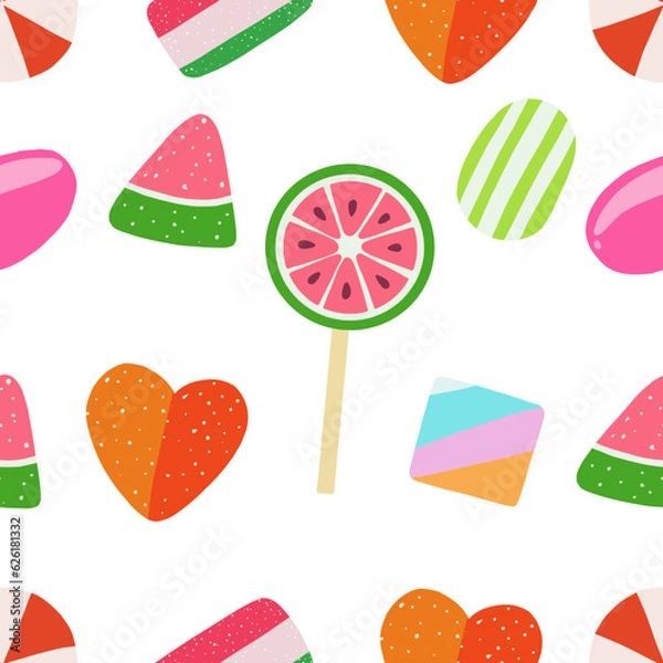 Fototapeta 
Candies pattern seamless background. Can be used for wallpaper, shirt design, t shirt design, fabric design, etc.