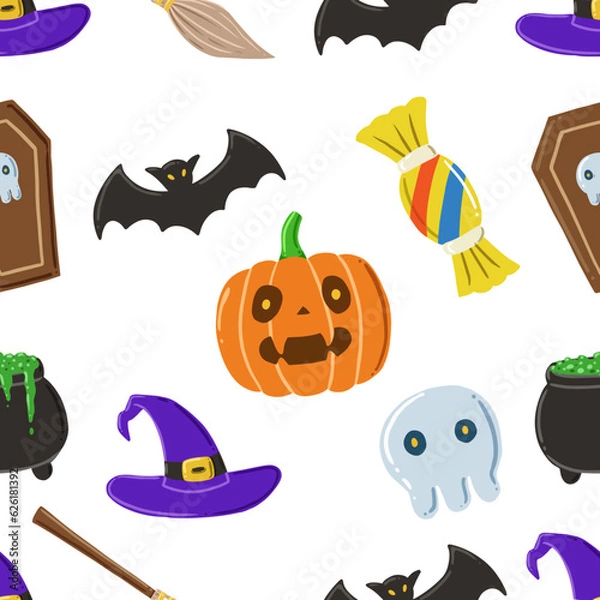 Fototapeta Halloween theme of pattern seamless background. 