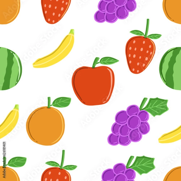 Fototapeta Fruits pattern seamless background. Can be used for wallpaper, shirt design, t shirt design, fabric design, etc.