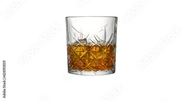 Fototapeta ice cube whiskey glass isolated on white background whiskey on the rocks PNG elements