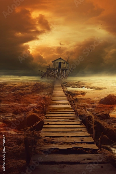 Fototapeta Landschaft mit Haus