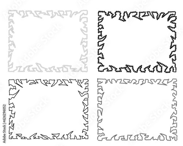 Fototapeta 4-Frame designed with wavy black line 