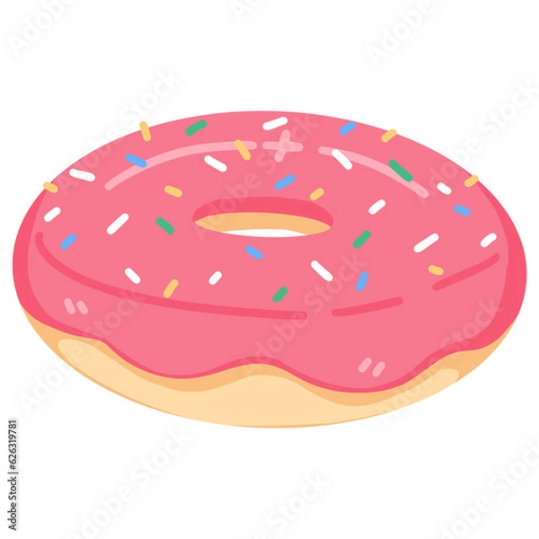 Fototapeta Pink Donut with sprinkles isolated