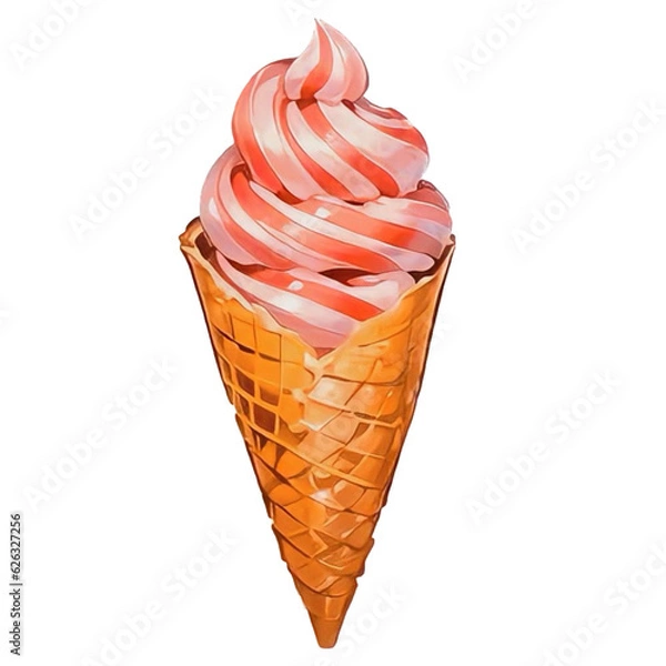 Obraz Strawberry ice cream cone 