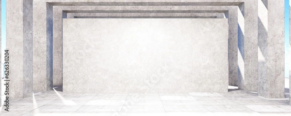 Fototapeta Concrete background for your product. Background for your design. Bright day. Concrete interior. 3D rendering.