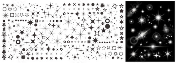 Fototapeta Sparkling star, vector glowing star light effect. 