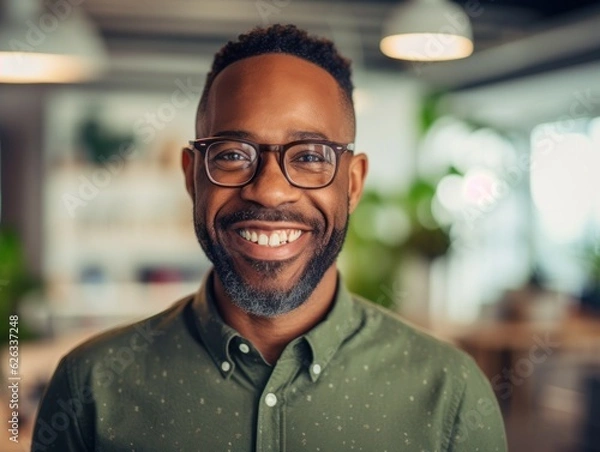 Fototapeta Confident handsome and successful man smiling and looking determined. 