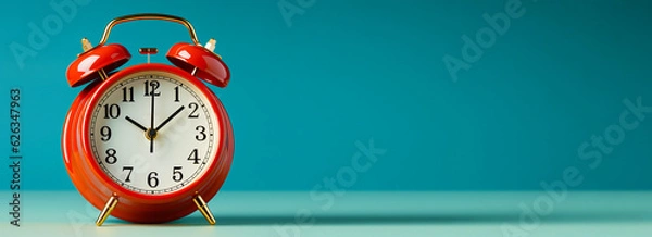 Fototapeta Back to school. Beautiful and bright alarm clock. Helping a student. The concept of education. Banner