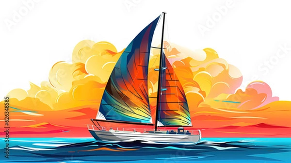 Fototapeta Sailing boats in the sea. Generative Ai
