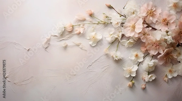 Fototapeta  a close up of a bunch of flowers on a wall.  generative ai