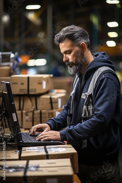 Fototapeta Synergy of Man and Machine in Modern Logistics - Made with Generative AI