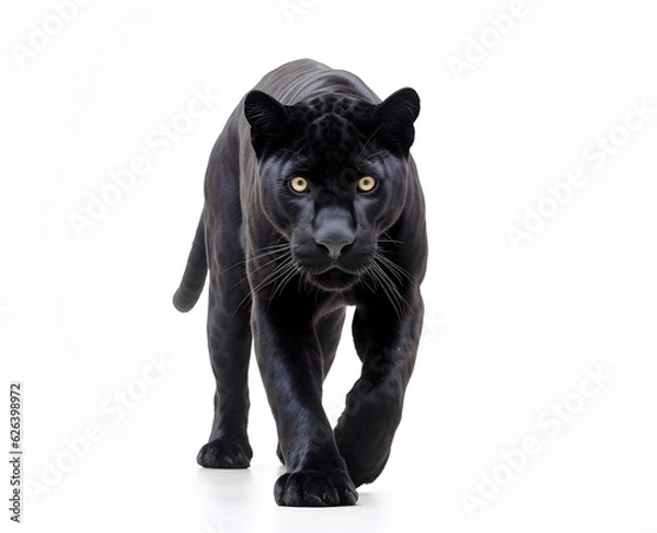 Fototapeta Black panther on white background
