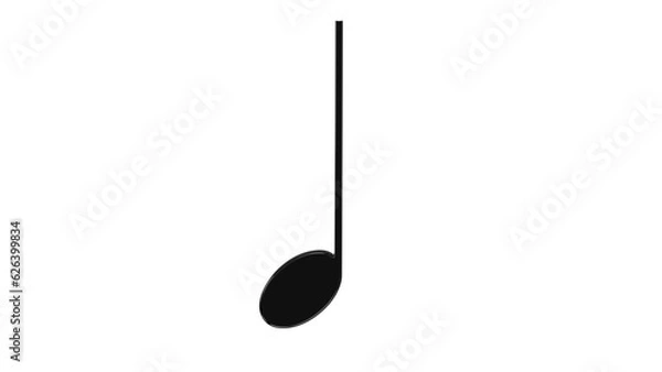Obraz Black quarter music note isolated on white and transparent background. Music concept. 3D render
