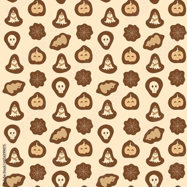 Fototapeta Scarily cute fall Halloween seamless pattern