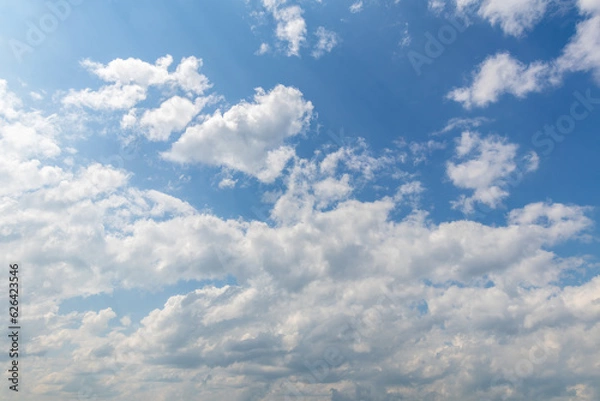 Fototapeta sky replacement looking up at summery blue sky white clouds in summer