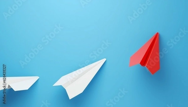 Obraz paper boat on blue