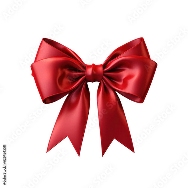 Obraz red ribbon gift bow isolated