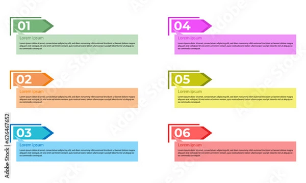 Fototapeta Number bullet point set with text templates modern colorful