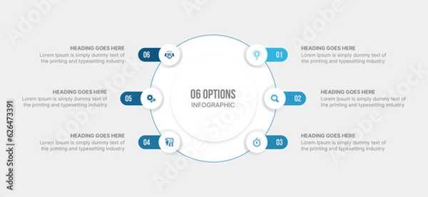 Obraz Six 6 Options Circle Cycle Infographic Template Design