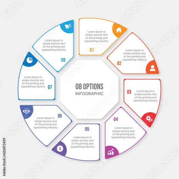 Obraz Circle Infographic Template Design With 8 Steps, Process Workflow Diagram