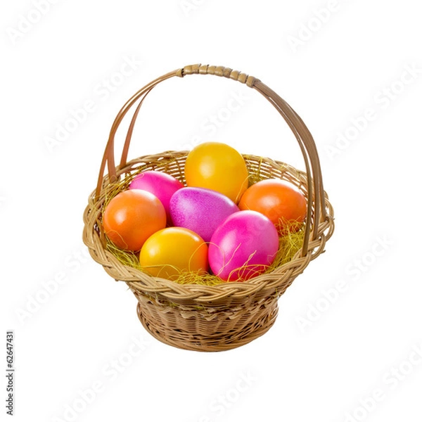 Fototapeta Osterkorb mit bunten Ostereiern