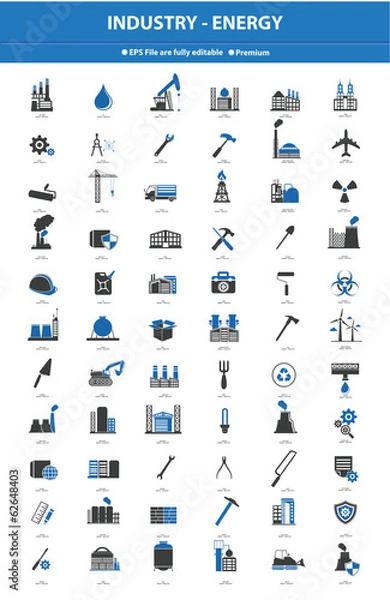 Obraz Industrial icon set,Blue version