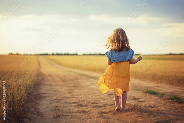 Fototapeta  Cute little child in a summer field