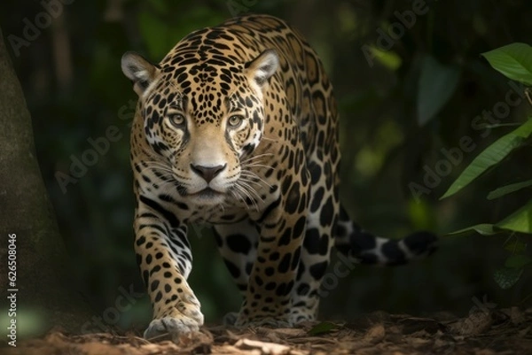 Fototapeta Jaguar predator coming. Generate Ai