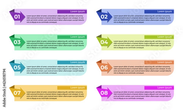 Fototapeta Number bullet point set with text templates, colorful list points colorful design