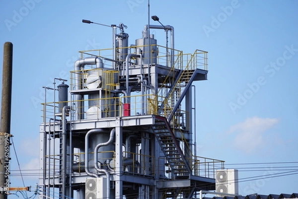 Fototapeta 工場のプラント、可愛らしいたくさんのパイプ