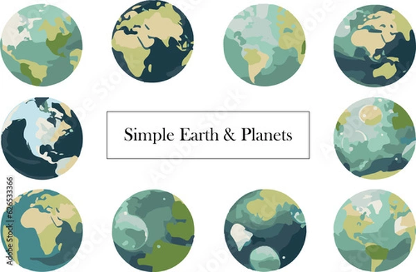 Obraz Simple illustration set of earth and planets
