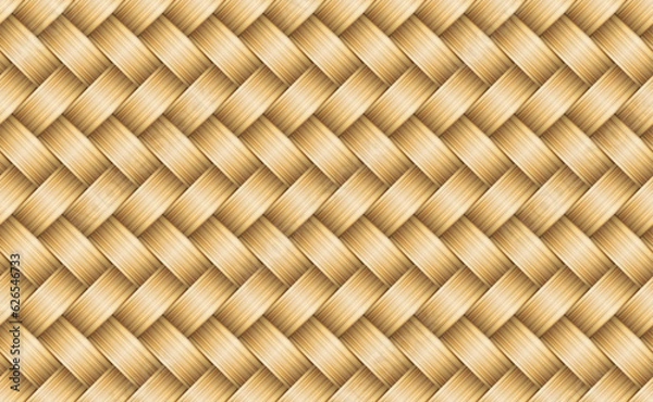 Obraz Seamless pattern bamboo texture, wicker basket weaving background vector. 