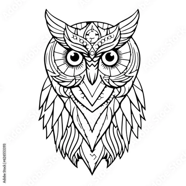 Obraz owl outline vector illustration, from AI