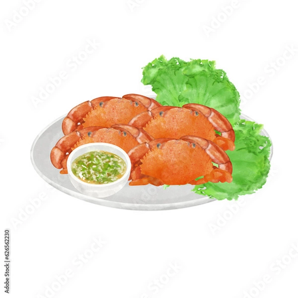 Obraz Cooked crabs on  plate 