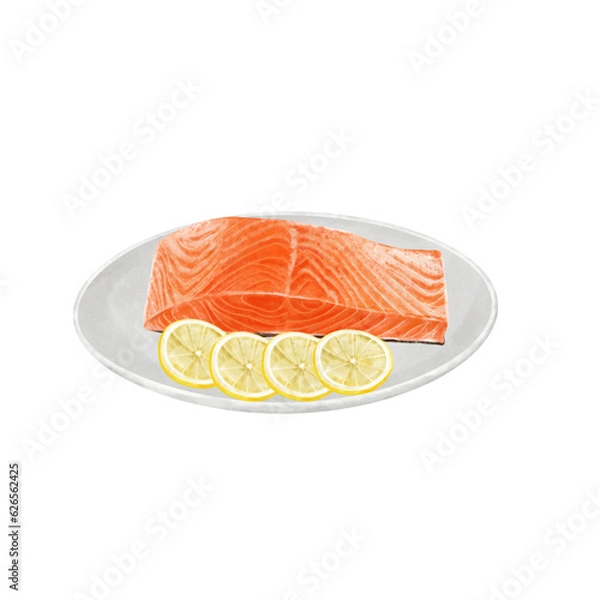 Obraz สเต็กปลาแซลมอนดิบ