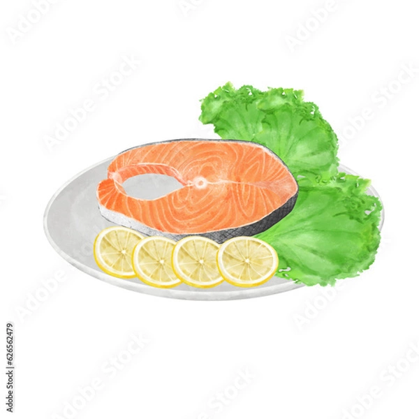 Fototapeta สเต็กปลาแซลมอนดิบ