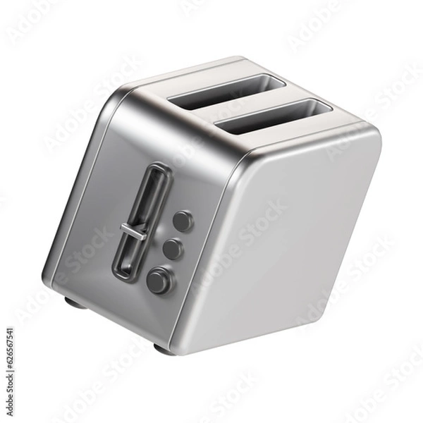 Fototapeta bread toaster 3d render icon illustration, transparent background, cooking and kitchen