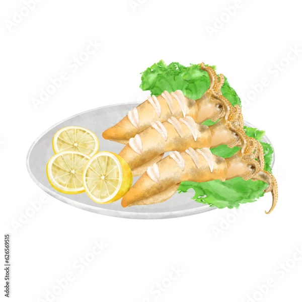 Obraz BBQ squid calamary 