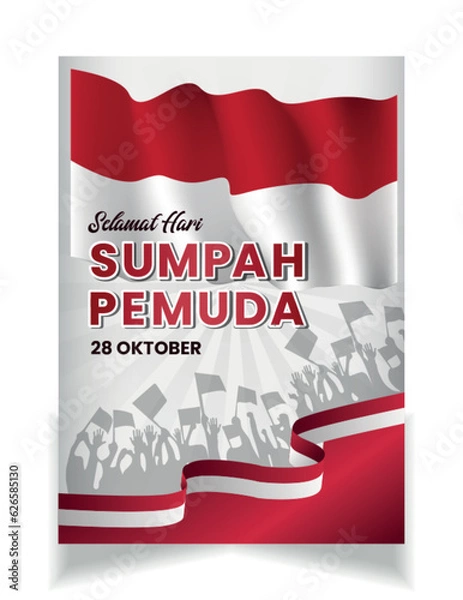 Obraz Selamat Hari Sumpah pemuda. Translation: Happy Indonesian Youth Pledge. Suitable for greeting card, poster and banner. vector illustration