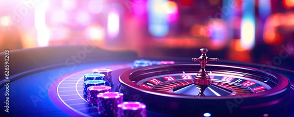 Obraz Casino roulette close up. Roulette wheel detail in motion