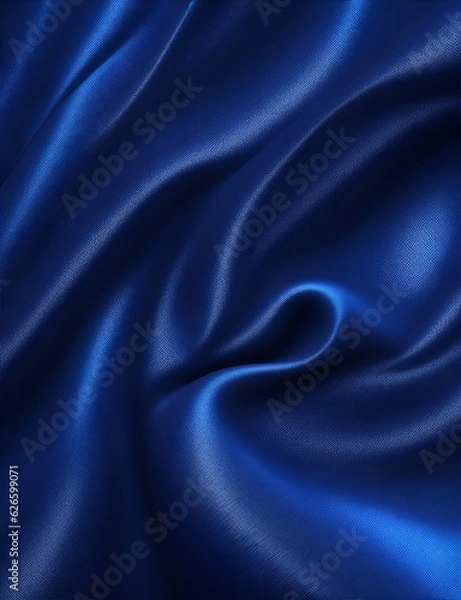 Fototapeta abstract smooth elegant blue luxury fabric silk texture soft background, satin waves, illustration ,ai generative
